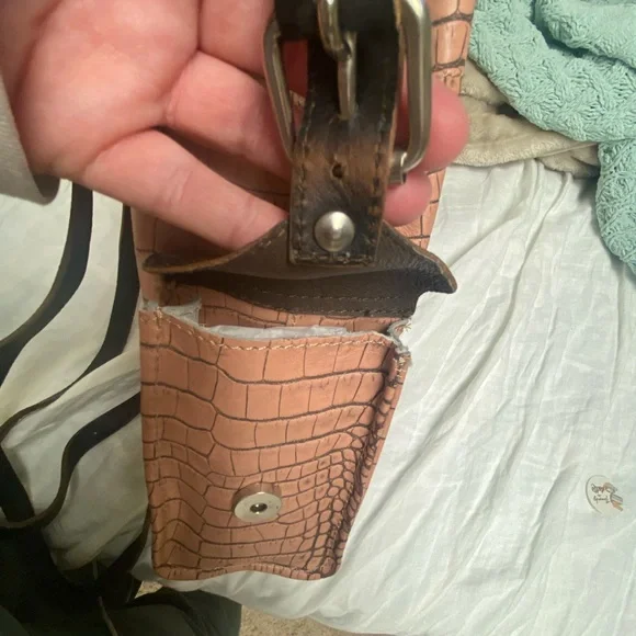 Crocodile Pattern Pink/tan and Brown Women's Bag - Picture 4 of 8